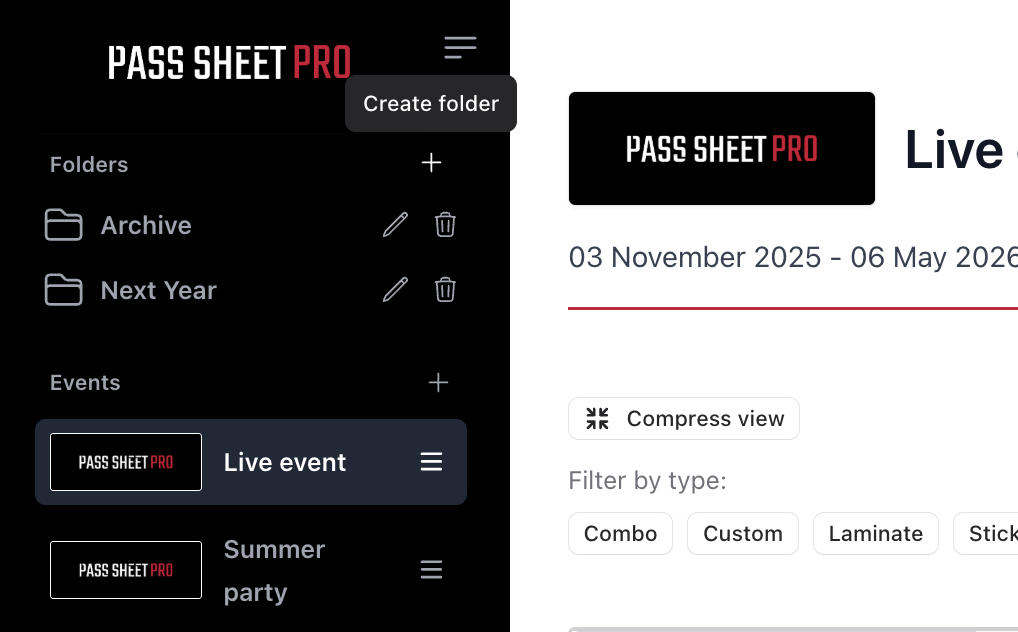 Folder management view