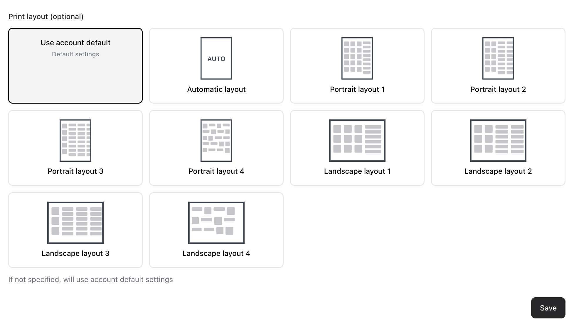 Pass sheet layout options